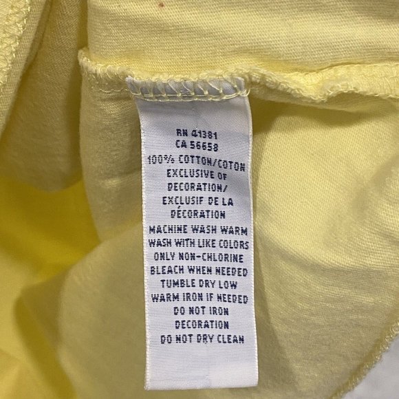 POLO RALPH LAUREN Men's Short Sleeve Solid YELLOW V-Neck T-Shirt Blue Logo LARGE - Picture 5 of 5